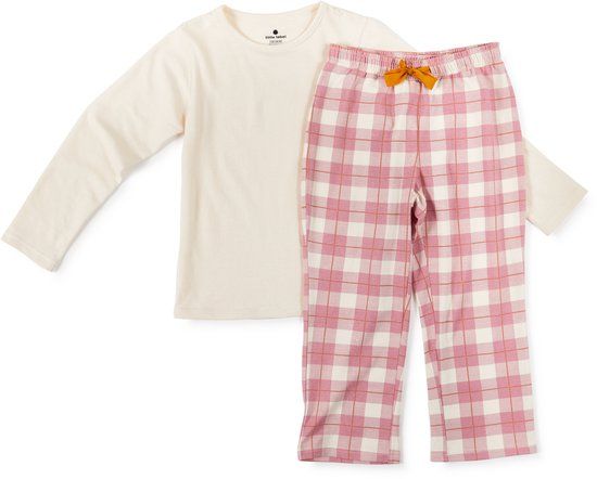 Little Label meisjes pyjama-set grote roze ruit 16Y/170-176 - Zachte BIO Katoen
