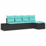 vidaXL Tuinbank Set Zwart Polyrattan