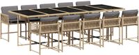 vidaXL Ensemble de jardin 11 pièces avec coussins, polyrotin, beige mélangé