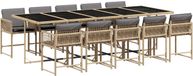 vidaXL Ensemble de jardin 11 pièces avec coussins, polyrotin, beige mélangé