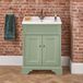 Hudson Reed Thornton Meuble de salle de bain rétro – Vert pastel – 63 cm – Avec lavabo – Poignées rondes bronze huilé