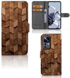 B2Ctelecom Book Style Case voor Xiaomi 12T | 12T Pro Wooden Cubes