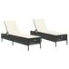 VidaXL Ligstoelen 2 st met kussens poly rattan zwart
