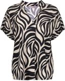 Geisha Dames T-shirt V-hals Korte Mouw Zwart Katoen Maat XL