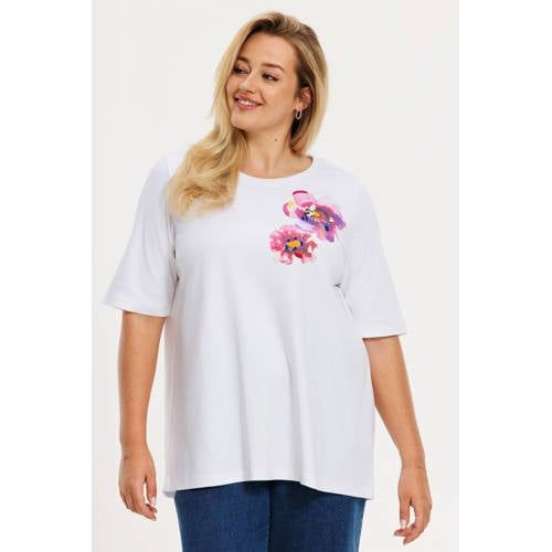 YOEK gebloemde T-shirt wit