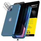 NEW'C 3 x Privacy Screen Protector voor iPhone 13 (6,1 inch) en 3 x Camera Lens Protector - Gehard Glass Schermbeschermer - Ultrabestendig- Verbeterde Privacyhoek van 28 Graden