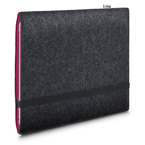 stilbag vilthoes voor Apple iPad Pro 12.9 (2018) | Merino wolvilt case | FINN collectie - Kleur: antraciet/roze | Tablet beschermhoes Made in Germany