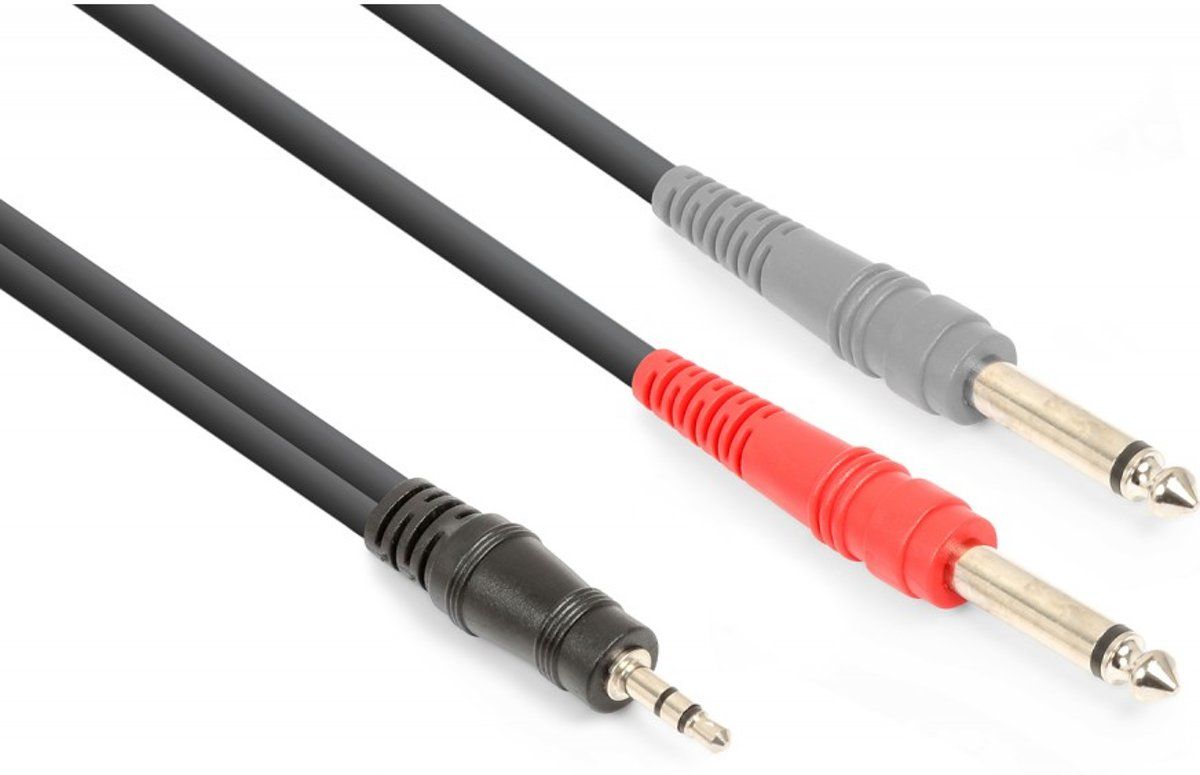 Vonyx audiokabel 3.5mm jack stereo - 2x 6.3mm jack mono - 6 meter