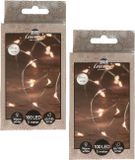 Anna's Collection Draadverlichting - 2x - 100 LED lampjes - Warm wit - Zilver draad - 500 cm