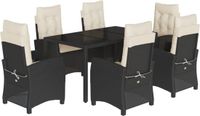 vidaXL 7-delige tuinset met kussens, zwart, van polyrotan