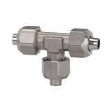 Riegler T-connector, voor slang 6/4 mm, roestvrij staal 1.4404