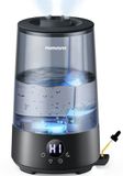 Homvana Top-Fill Luchtbevochtiger voor slaapkamer, 3,6 l, 360 °, koude nevel, 34 uur, duurzaam, stil 16 dB, klein, luchtbevochtiger voor planten, cultuur, luchtbevochtiger voor planten, zwart