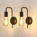 Comely Vintage Wandlamp 2 Stuks, Industriële Binnenwandlamp, Retro Metalen Muurspot voor Slaapkamer Gang Bar, E27, IP20, Volledig Zwart, Excl. Lamp