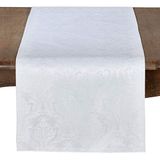 SARO LIFESTYLE 6115.W1672B Damassé Collectie Witte Damast Tafelloper, 100% Polyester