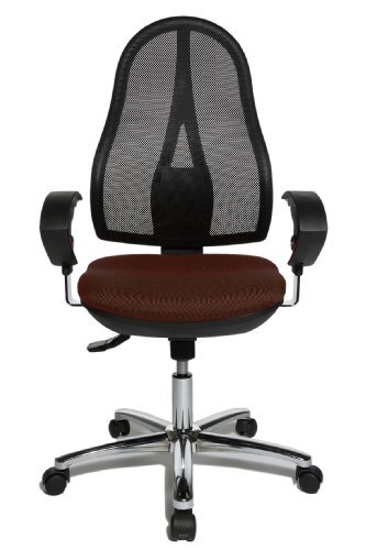 Topstar Open Point SY Deluxe, ergonomische Syncro-draaistoel, bureaustoel, incl. armleuningen (in hoogte verstelbaar), stof, donkerbruin