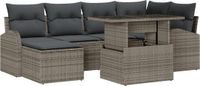 vidaXL - Tuinbank - Set - 7 - st - Grijs - Poly - rattan