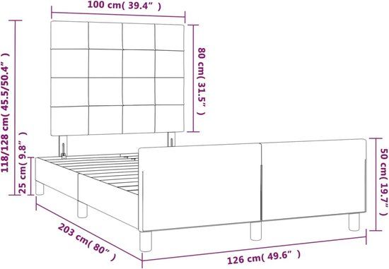vidaXL Bedframe fluweel lichtgrijs 120x200 cm