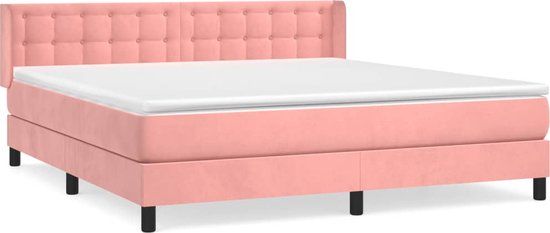 vidaXL Boxspring met matras fluweel roze 160x200 cm