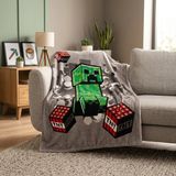 Minecraft Fleece plaid 130 x 160 cm grijs
