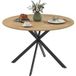 Homcom Table de Salle à Manger Ronde 120 cm - 4 Places - Plateau Aspect Bois Rustique - Pieds en Acier Croisés - Stabilité sur Sols Irréguliers