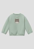 s.Oliver Sweatshirt Saliegroen Unisex Kinderen Dierenprint Katoen Korte Mouw Ronde Hals