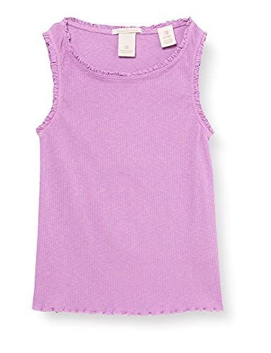 Scotch & Soda Meisjes Tanktop - Geribd - Kant - Biologisch Katoen - 0503 Lavendel