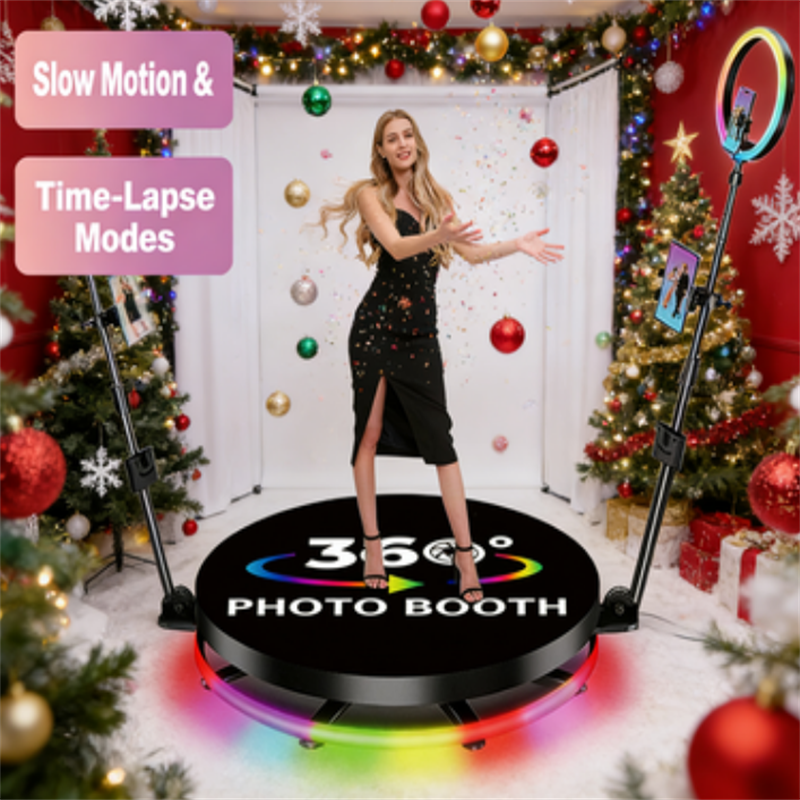 SNQP Twee draagbare automatische 360°-apparaten ° Panoramische fotohokjes. Selfie-roterende accessoire, 360 graden ° panoramische party, maten 68cm, 80cm, 100cm, su