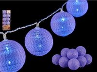 Krist+ Lichtsnoeren 10 LED Balletjes - 2x - Lila Paars - 150 cm - Batterij