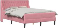 vidaXL Bedframe met matras Roze 140 x 200 cm Fluweel