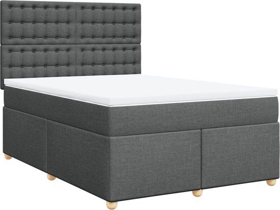 vidaXL Boxspring met matras donkergrijs 160x200 cm Stof