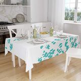 Bonamaison Tafelkleed, Anti-Mold, Sneldrogend, Waterdicht, 100% Polyester Tafellaken, Turkoois, wit, 140 x 160 Cm