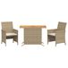 Bol Bistroset 3-delig avec coussins poly rotin beige