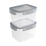 Sunware Club Cuisine transparante diepvriesdozen met clips grijs 1,9 liter (2 stuks)