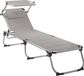 CampFeuer lit de camping avec auvent, gris, lit de camping en aluminium, lit de jardin avec auvent