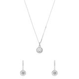 Lucardi - Dames Zilveren sieradenset ketting met hanger en bijpassende oorbellen met zirkonia voor dames - Cadeau Set - 925 Zilver - Zilverkleurig