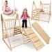 Aire de jeux en bois XL, 5-en-1 avec toboggan, balançoire et mur d'escalade