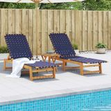 Prolenta Maison Exclusive - 2 chaises longues bleu foncé en bois d'acacia massif et tissu