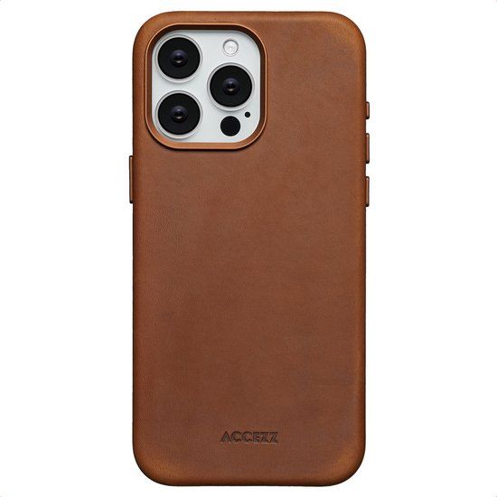 Accezz Vintage Leather Backcover Geschikt voor iPhone 15 Pro Max - MagSafe - Tabacco Cognac