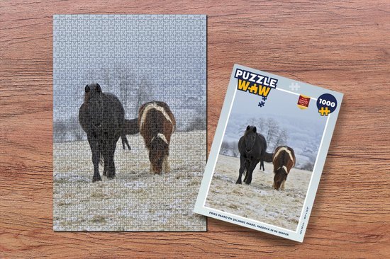 MuchoWow Puzzel Paarden - Sneeuw - Wit - Legpuzzel - Puzzel 1000 stukjes volwassenen