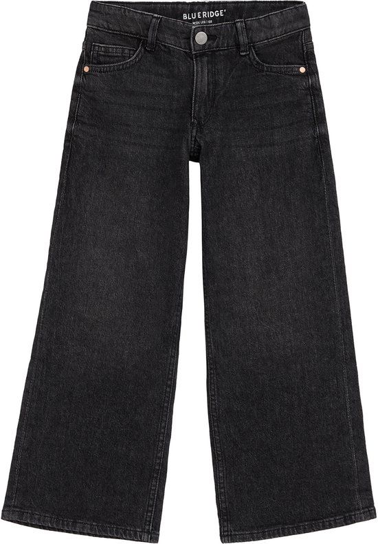 WE Fashion Meisjes wide leg jeans - Zwart - Maat 146