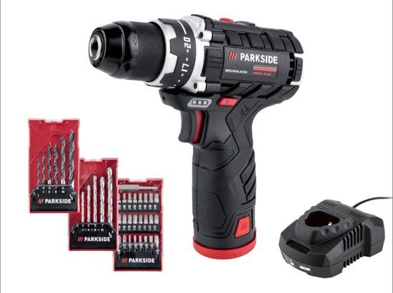 PARKSIDE PERFORMANCE Accu-schroefboormachineset 12V - Inclusief: 12V accu, snellader, tas , 14 boren en 24 bits