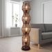 Lampe sur pied en bambou marron avec pied noir - 111 cm - 4x douille E27