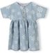 Minoti Jurk Meisjes 110 (4-5y) Blauw Katoen Kniehoogte Madeliefjesprint Korte Mouw Ronde Hals Borstzak Knopen Casual Lente/Zomer