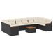 vidaXL Loungeset 10-delig met Kussens Poly Rattan Zwart