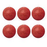 SPAAS Rustieke geurloze bolkaars 80 mm, ± 24 uur - rood