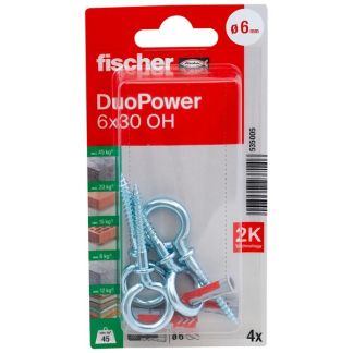 Universele plug met ooghaak | Fischer DuoPower | 4 stuks (6x30)