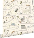ESTAhome behang auto's groen en blauw - 50 x 900 cm