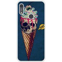 Icecat Bedrukt siliconen hoesje compatibel met Y6S Ice cream skull blue