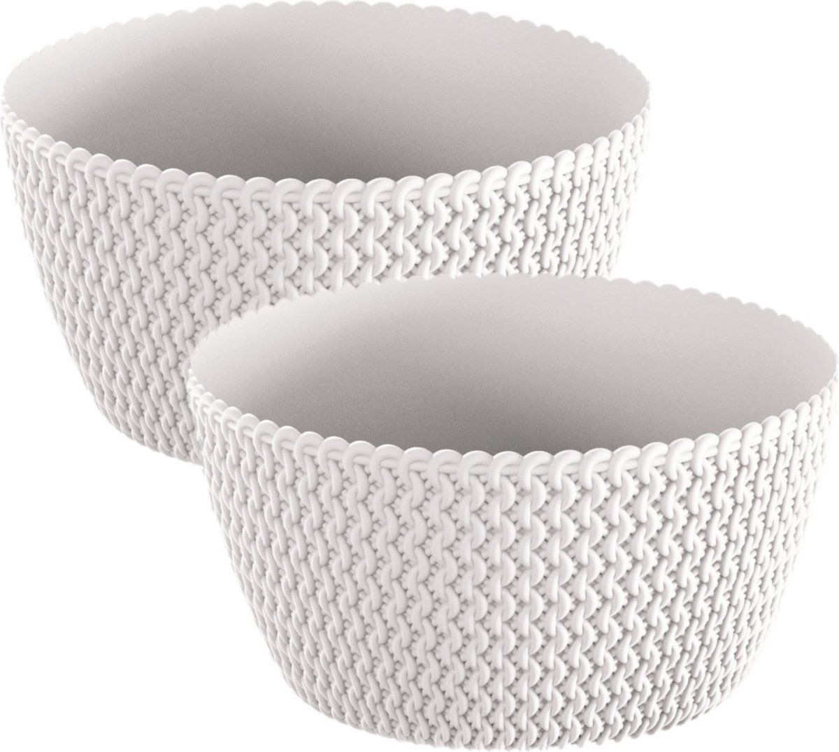 Prosperplast 2x Tafelstuk Plantenpot/Bloempot Kunststof Ø 24 cm Parel Wit