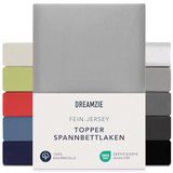 Dreamzie Hoeslaken Dekmatras 180x200 cm - 200x200 cm, 100% Katoen Jersey, Grijs